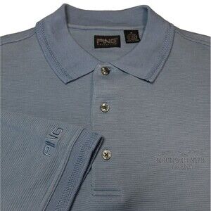 Ping Collection Golf Polo Shirt Mens Medium Blue Silk/Cotton Blend Short Sleeve